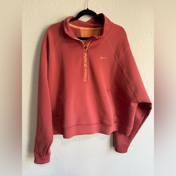 Nike Sweaters - Nike Pro half zip Women's coral and orange sweater with mesh back 2x